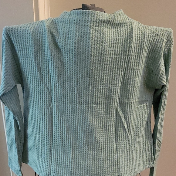 Anthropologie Sunday In Brooklyn Seafoam Waffle Knit Long Sleeve Top - Picture 2 of 4